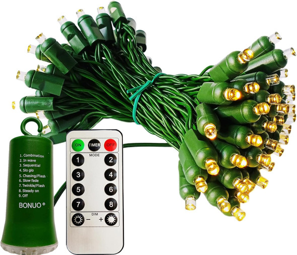 Battery Operated Christmas Lights, 16FT 50 LED 5mm Wide Angle String Lights with Remote Timer 8 Modes Waterproof for Indoor Outdoor Tree Garden Wreath Xmas Decor (Warm White)