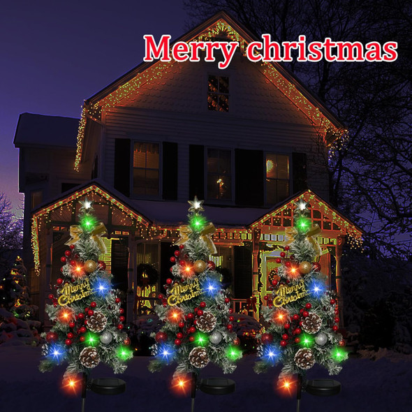 Outdoor Christmas Tree Christmas Decorations,2 Pack 40 Led Light 2 Modes Solar Christmas Tree Outdoor Waterproof,Solar Powered Christmas Tree for Garden Yard Pathway Lawn Decoration