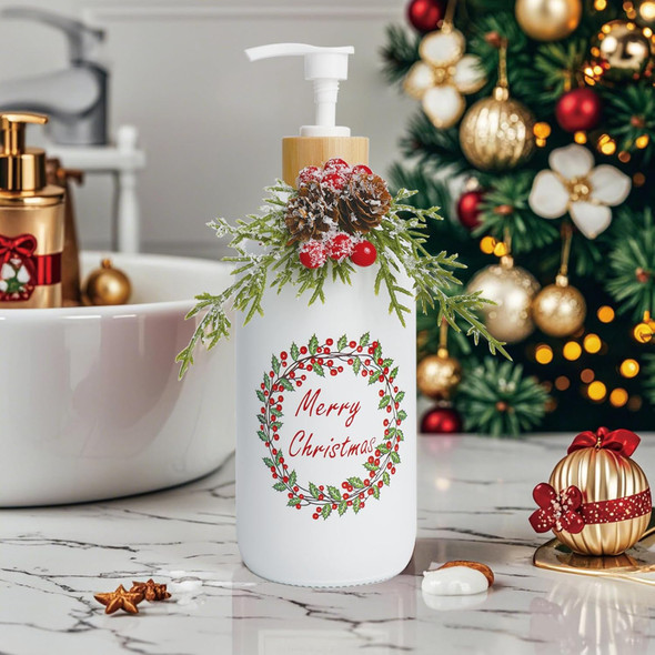 Christmas Soap Dispenser,Christmas Decoration Bathroom Hand Soap Dispenser and Christmas Kitchen Decor,Cute Christmas Soap Pump for Farmhouse Indoor Christmas Bathroom Decor（8.26inch）