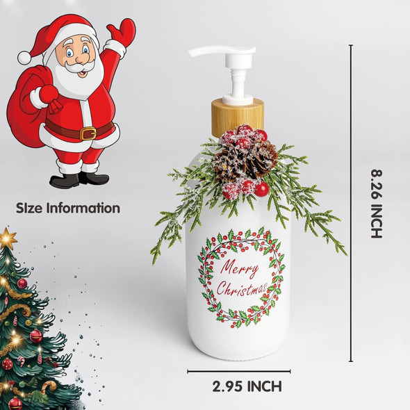 Christmas Soap Dispenser,Christmas Decoration Bathroom Hand Soap Dispenser and Christmas Kitchen Decor,Cute Christmas Soap Pump for Farmhouse Indoor Christmas Bathroom Decor（8.26inch）