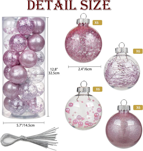 Christmas Ornaments Ball Christmas Tree Decorations Set Shatterproof Small Christmas Balls Ornaments with Hanging Loop for Holiday Party Wreath Xmas Tree Decor