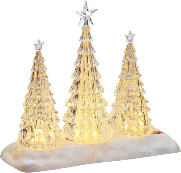 Tabletop Christmas Tree with Light and Music - Battery Operated Crystal Clear Acrylic Christmas Tree Light with 8 Christmas Songs for Tabletop Home Office Holiday Decorations , Warm White