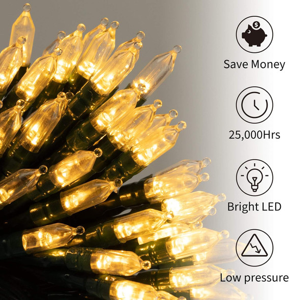 Battery Operated Christmas Lights 2 Pack 18 Feet 50 LED Clear Mini String Lights with 8 Modes Waterproof Tree Lights for Xmas Outdoor Indoor Holiday Party Garden Decor, Warm White