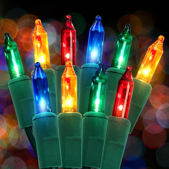 100 Count Multicolor Christmas Lights Plug in, Colored Christmas String Lights for Bedroom,Xmas Lights 21ft Christmas Tree Lights Indoor with Colorful Incandescent Mini String Lights for Outside