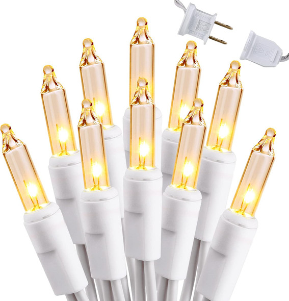 Brizled Clear Christmas Lights, 300 Count 69.6ft Incandescent White Lights String, Connectable 120V UL Indoor/Outdoor White Light on White Wire for Room, Birthday, Wedding, Party, Warm White