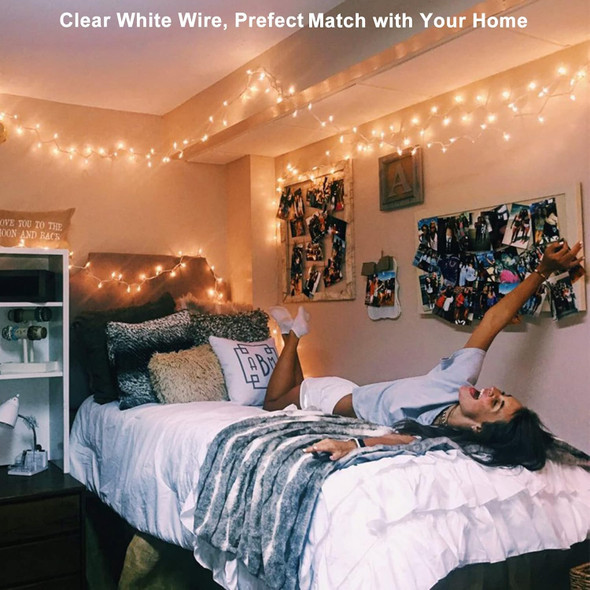 Brizled Clear Christmas Lights, 300 Count 69.6ft Incandescent White Lights String, Connectable 120V UL Indoor/Outdoor White Light on White Wire for Room, Birthday, Wedding, Party, Warm White