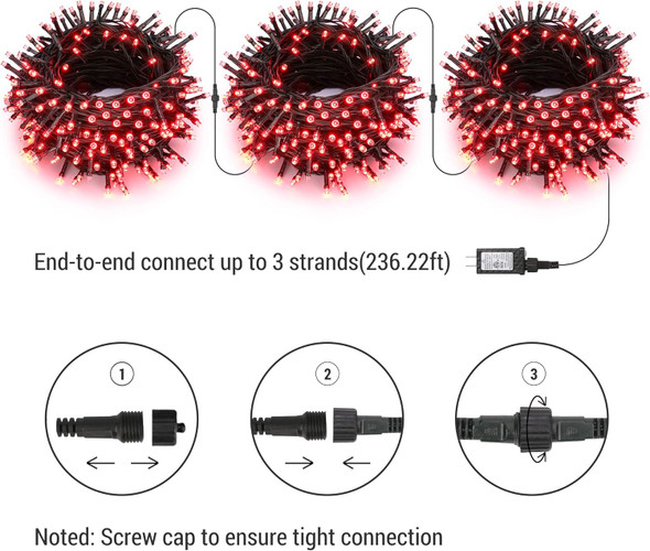 Brizled Red Christmas Lights, 78.74ft 240 LED String Lights, Plug in Christmas Lights Outdoor Connectable, 8 Modes Mini Christmas Lights Waterproof for Indoor Xmas Tree Halloween Party Garden Decor