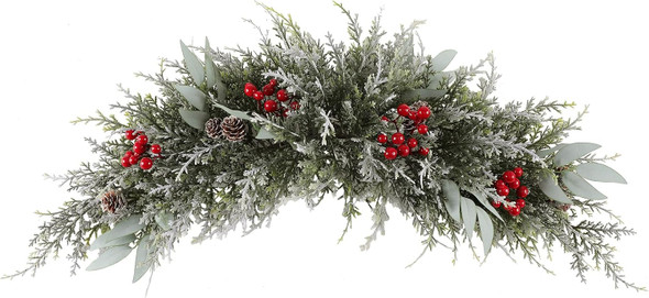 Bsmathom Artificial Christmas Swag, Mailbox Swag Decoration, 31.5" Hanging Christmas Decorations with Pinecones and Berries for Front Door Stairway Window Shelf Festival Xmas Decor