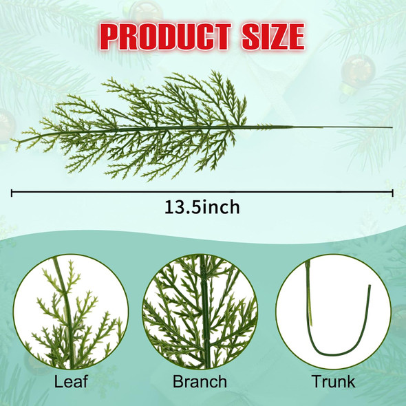 BSTCRAFT 60 pcs Artificial Pine Branches, Plastic Pines Sprigs Christmas Stems Picks, Greenery Faux Cedar Needles Branch for DIY Garland Wreath Home Garden Centerpieces Decorations