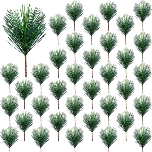 70 Pieces Artificial Pine Needles Branches 3.9 x 3.1 Inches Small Pine Twigs Stems Picks Green Plants Pine Needles Fake Greenery Pine Picks for Christmas Garland Wreath Holiday Garden Decoration