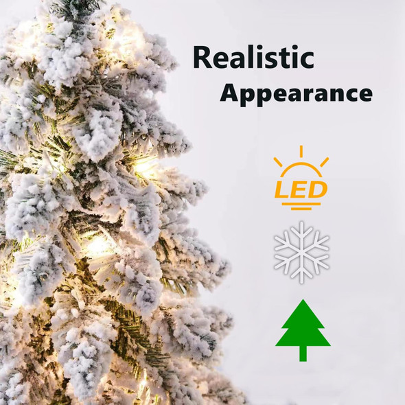 Small Christmas Tree with Lights, Prelit Mini Artificial Christmas Tree for Tabletop Decorations, Snow Flocked, Battery Operated Table Xmas Tree for Bedroom, Office, Small Spaces, 18 inch