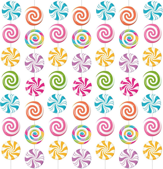 Capoda 8 Pieces Candy Party Decorations Candyland Paper Garlands Candy Paper Cutouts Lollipop Garland Banner Sweet Candy Hanging Decor for Candy Birthday Theme Party Supplies