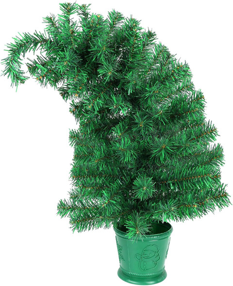 CCINEE 2Ft Artificial Christmas Tree, Green Mini Bendable Tabletop Hinged Christmas Tree with Plastic Stand 120 Branch Tips for Xmas Party Supplies Home Indoor Decoration