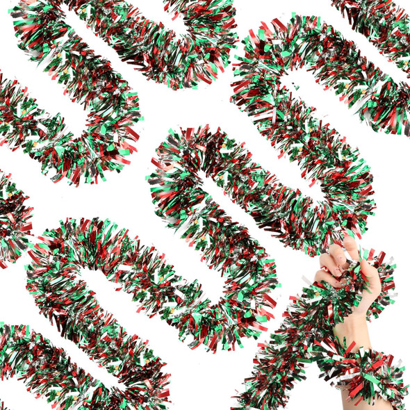 Ceenna 89FT Christmas Tree Tinsel Garland Christmas Metallic Streamers Twist Garland Hanging Decorations for Home Celebrate Holiday Year Wedding Birthday Party Indoor Outdoor Supplies(Multicolor)