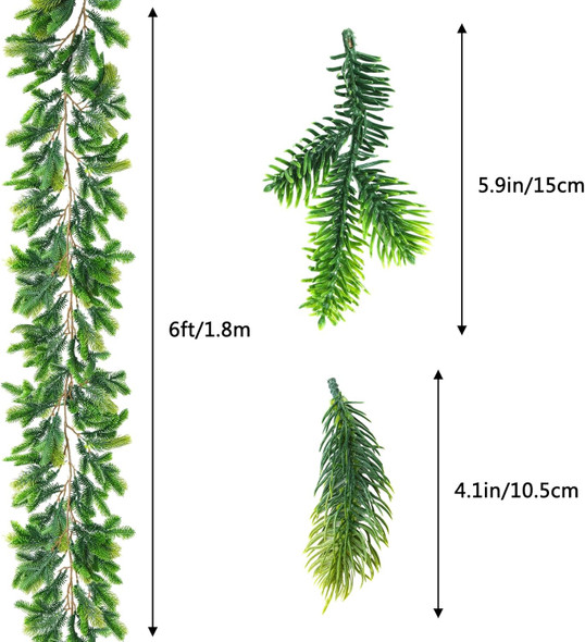 CEWOR 6FT Christmas Garland 100 LED Artificial Pine Garland, Arctic Spruce Christmas Greenery Garland for Winter Holiday Indoor Outdoor Christmas Decor