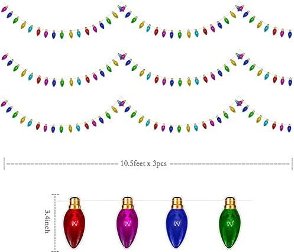 Cheerland Flat 2D Classic Colorful Light Bulb Garland Christmas Party Decoration Hanging Bulb Banner Full Color Streamer Backdrop for Birthday Year Halloween Dancing Decor (Multi Color)