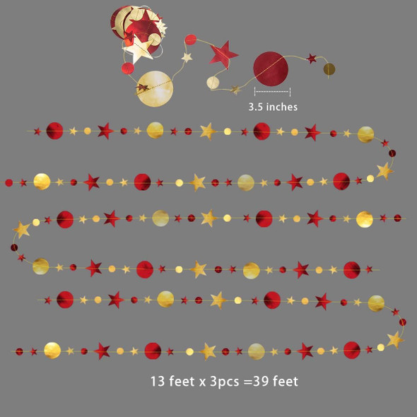 Cheerland Gold Burgundy Party Decorations Red Circle Dots Garland Red Twinkle Star Streamer Hanging Backdrop for Wedding Birthday Engagement Bridal Shower Bachelorette Valentines Day Chinese Year