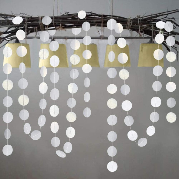 Cheerland White Circle Garland White Party Decorations Winter Wonderland Hanging Streamers Backdrop Banner Bday Birthday Baby Shower Bachelorette Bridal Shower Wedding Party Decor Christmas Decoration