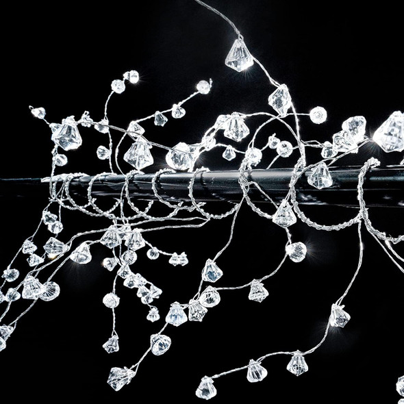 Cheerland Crystal Diamond Ice Wire Garland Steel Wire Clear Acrylic Crystal Garlands Bead Tree Garland for Christmas Tree Decor Home Anniversary Wedding Party Decoration