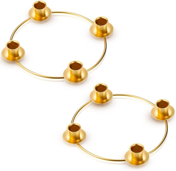 2 Pieces Advent Wreath Ring Advent Ring Candle Holder Christmas Advent Ring Wreath Table Decoration Taper Metal Candle Holder for Christmas Advent Home Decor (Round Shape)