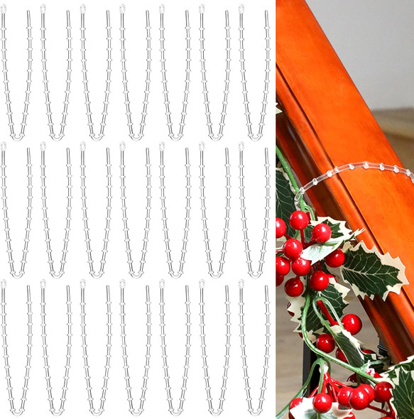 20 Pcs Christmas Garland Ties Clear Banister Ties Plastic Decorative Garland Ties 12 Inches Reusable Soft Anti Scratch Garlands Hanger for Mantel Fences Home Xmas Holiday Craft Wrapping