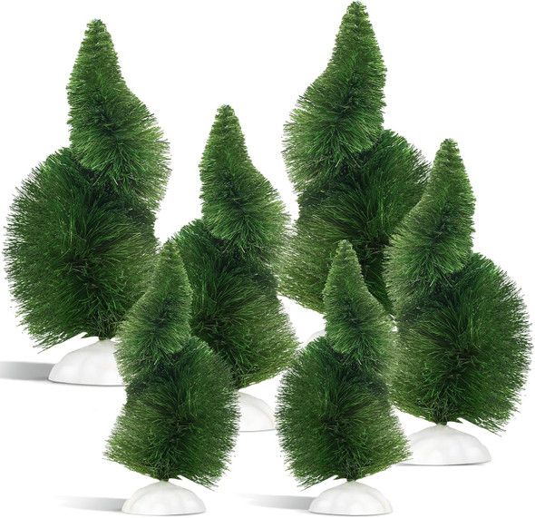 12 Pcs Green Mini Christmas Trees Whimsical Curved Christmas Frost Trees Artificial Xmas Mini Table Decoration for Christmas Village Home Kitchen Christmas Party