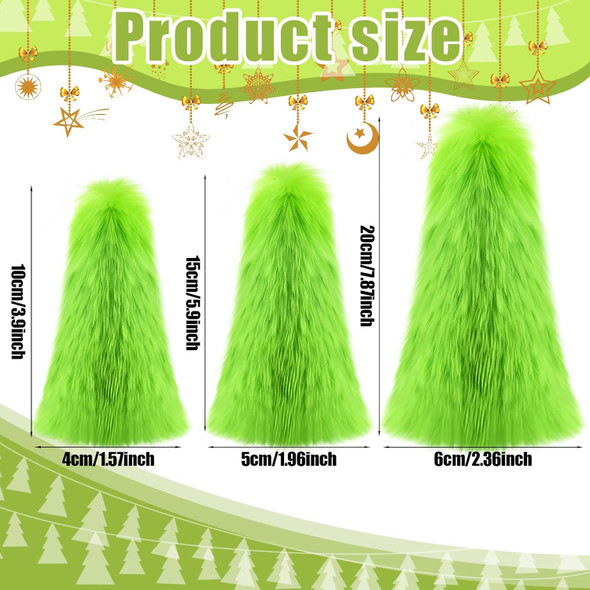 Civaner 3 Pcs Lime Green Christmas Decorations Fuzzy Elf Xmas Tree Table Decor Mini Furry Tabletop Ornaments Green Christmas Tree Table Centerpieces s for Shelf Holiday Desktop Party