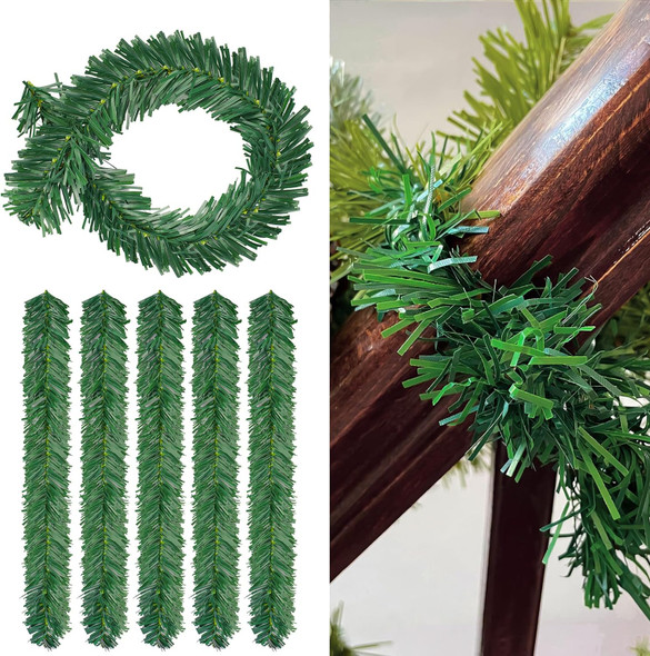 20 Pcs Christmas Garland Ties 18 Inch Artificial Pine Needles Faux Pine Green Twist Ties for Banister, Christmas Tree Branches for Xmas Holiday Decoration Craft Wrapping