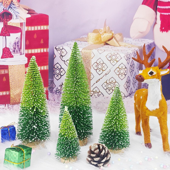 Mini Christmas Tree, Gradation Green Bottle Brush Trees Small Pine Tree with Wooden Bases for Xmas Holiday Party Home Tabletop Tree Decor (4pcs)