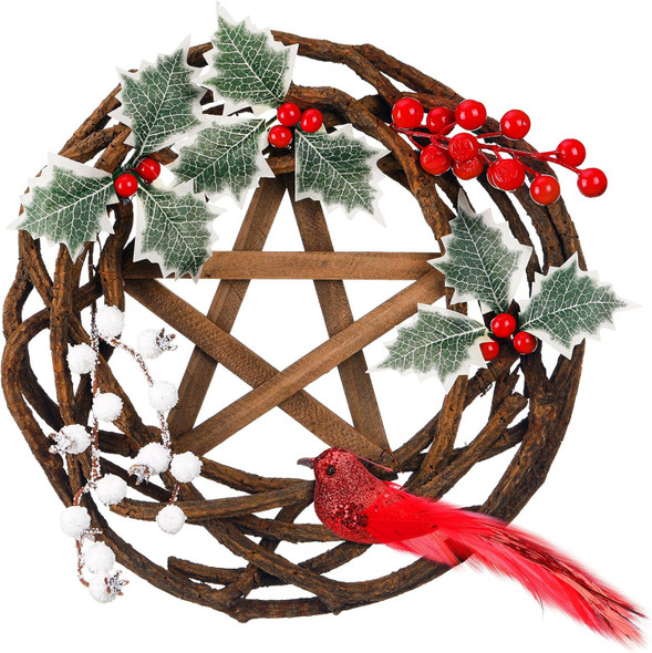 Yule Decorations, 11.8‘' Pagan Yule Wreath Decorations Pagan Christmas Decorations Winter Solstice Wreath Decorations for Front Door Winter Solstice Holiday Wall Yard Garden Home Decor