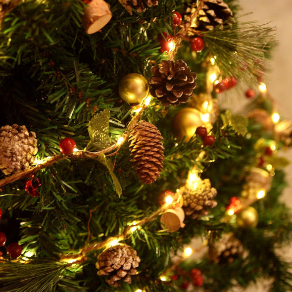 Christmas Garland with Lights 16.4FT 150 LED Christmas Wreath Lights 8 Modes Pine Cone Battery Operated Fairy Lights with Remote USB Twinkle Lights for Christmas Tree Mantle Stairs Table Door Decor