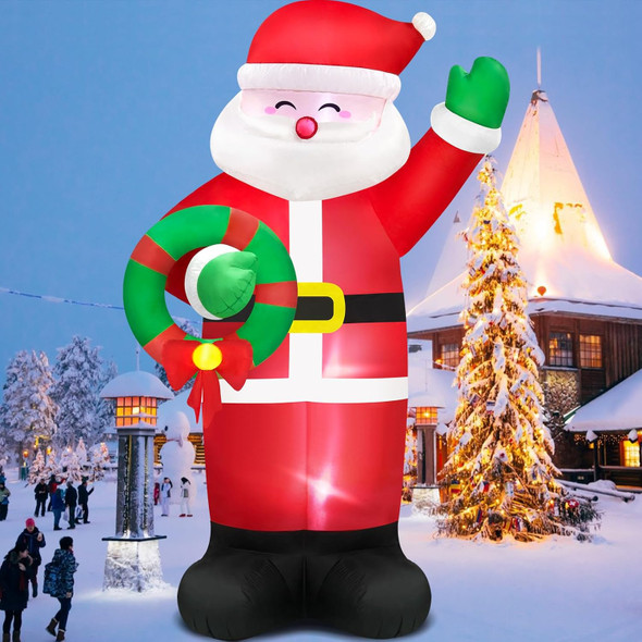 Danxilu 14FT Giant Christmas Inflatable Santa Claus Outdoor Decorations, Christmas Blow Up Santa with Wreath Built-in LED Lights for Yard Patio Garden Lawn Hall Holiday Party Xmas Decor