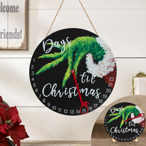 DAZONGE Christmas Wreath Decorations Christmas Countdown Advent Calendar for All Ages 12'' Wooden Christmas Welcome Sign with Easel Christmas Decor