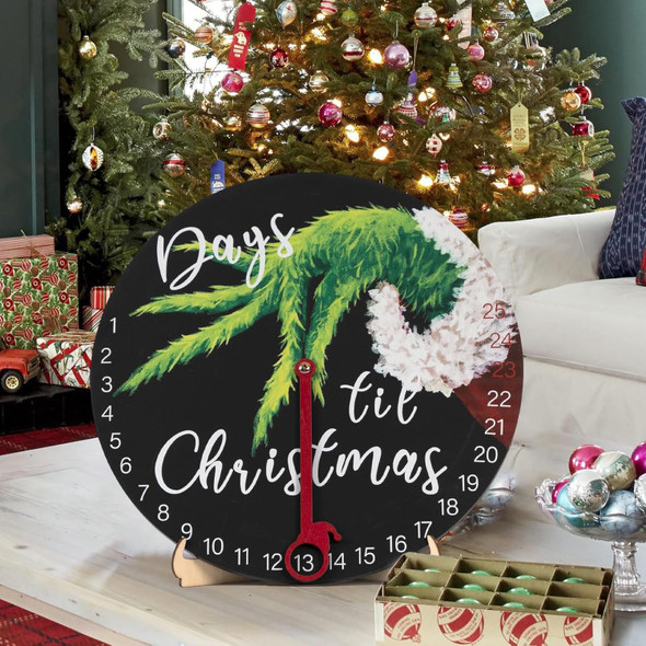 DAZONGE Christmas Wreath Decorations Christmas Countdown Advent Calendar for All Ages 12'' Wooden Christmas Welcome Sign with Easel Christmas Decor