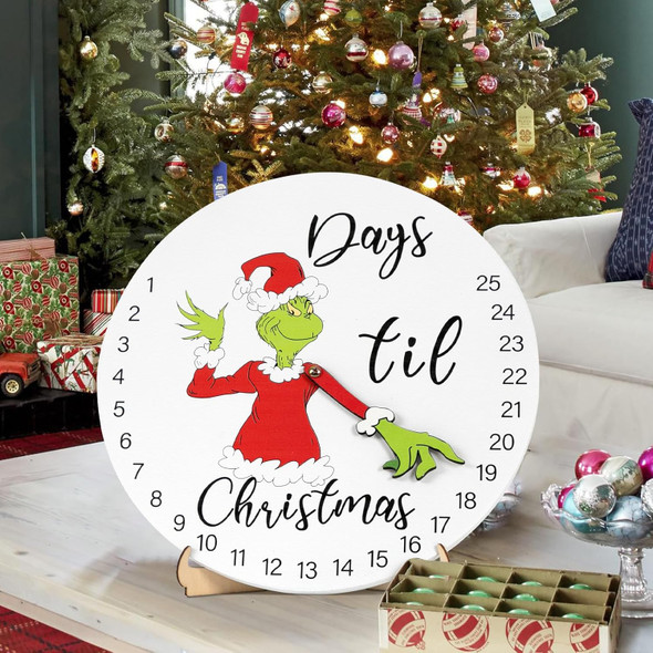 DAZONGE Christmas Decorations Welcome Sign Christmas Countdown Advent Calendar for All Ages 12'' Wooden Christmas Wreath with Easel for Door Wall Mantel Decor Christmas Decor