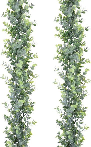 DearHouse Faux Eucalyptus Garland Plant, 2 Pack Artificial Vines Hanging Eucalyptus Leaves Greenery Garland for Wedding Backdrop Arch Wall Decor, 6 Feet/pcs UV Protected Indoor Outdoor