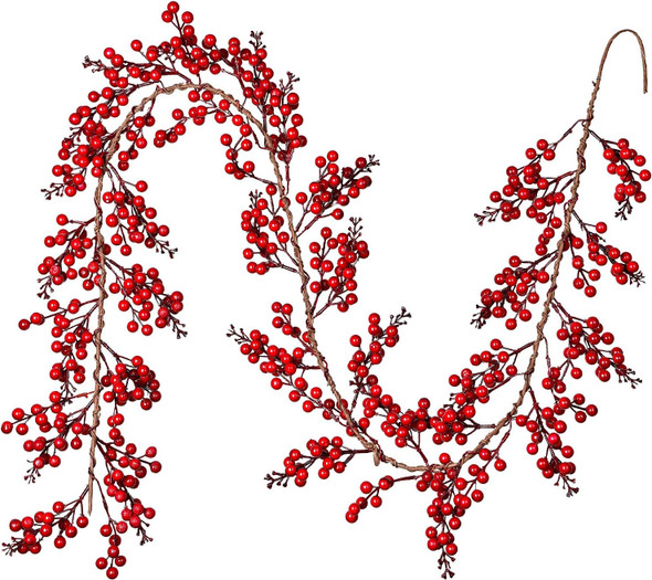 DearHouse 6FT Red Berry Christmas Garland, Artificail Garland Indoor Outdoor Garden Gate Home Decoration for Winter Holiday Year Decor