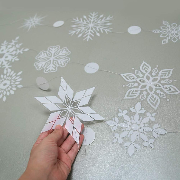 Decor365 Winter Wonderland White Snowflake Garland kit Hanging Snow Flakes for Christmas Year Party Decoration for Home/Office/Showcase/Ceiling/Doorway/Mantel/Birthday/Baby Shower/Wedding/