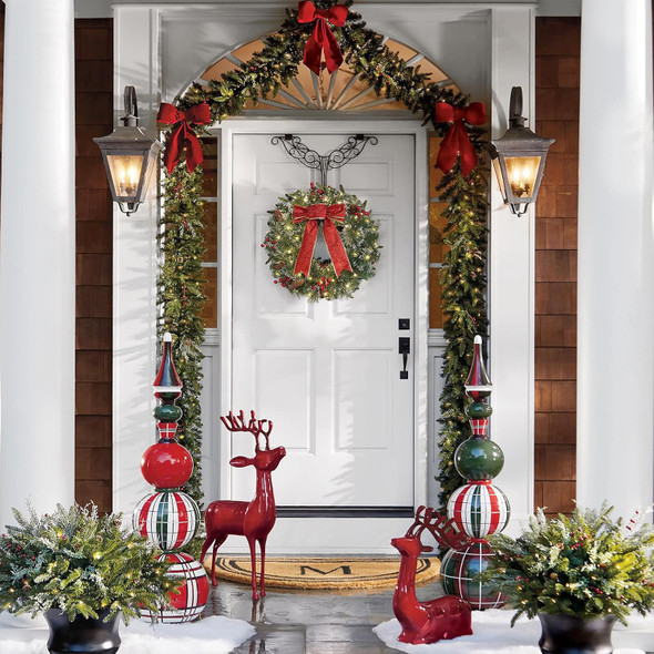 Christmas Wreath Lights Winter Wreath - 16-Inch Lighted Christmas Door Wreath, Large Pre-Lit Christmas Decorations, Christmas Wreaths for Front Door, Christmas Window Decorations by DiliComing