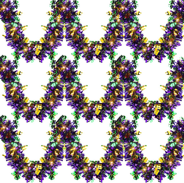 39.4 Feet Mardi Gras Garland with 120 LED Lights Mardi Gras Decorations for Tree Shiny Metallic Mardi Gras Tinsel Garland Ornament for Carnival Party Indoor Outdoor Decorations