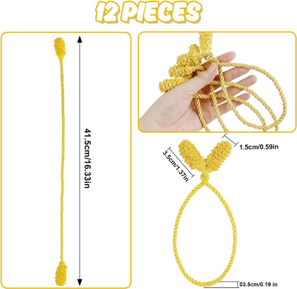 DIYASY Decorative Garland Twist Ties, 12 Pcs Gold Christmas Banister Wraps for Stairs Reusable & Flexible Railing Wraps Home Decorations