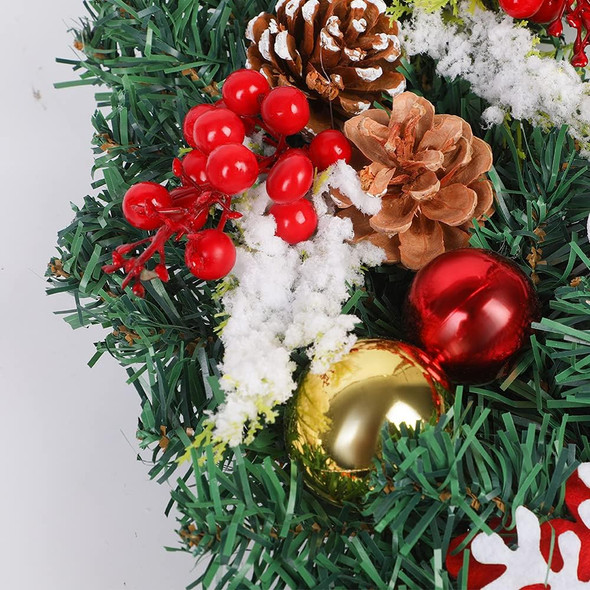 DoreenBow Christmas Wreath Door Wreath 18 Inch Christmas Berry Pine Cone Wreath with Red Bow Winter Christmas Artificial Wreath for Front Door Window Outdoor Home Decor