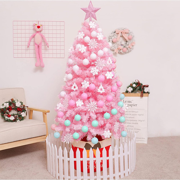 4FT Artificial Christmas Tree, Xmas Pine Tree with Metal Christmas Tree Stand,Pink Christmas Tree for Holiday, Home, Office, Party Decoration