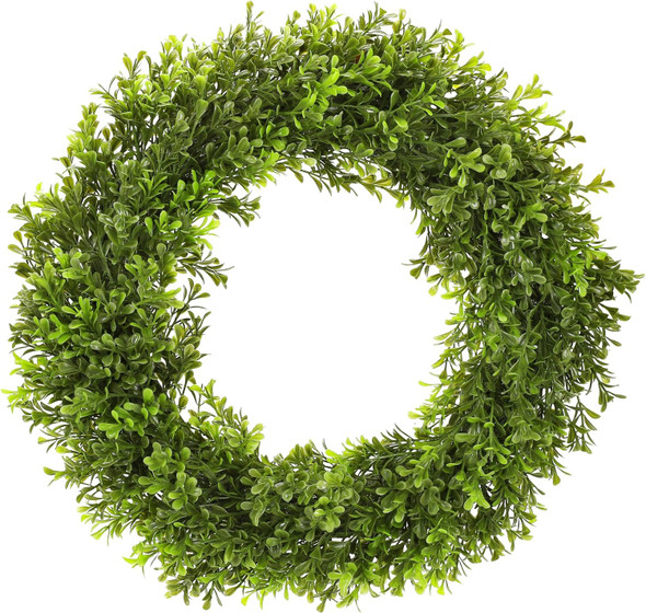 Boxwood Wreath Artificial Preserved Boxwood Wreath for Garden Front Door, The Green Boxwood Wreath Will Keep Your Door, Walls, and Windows Fresh All Year Round and is an Great Home Decor -22 INCH