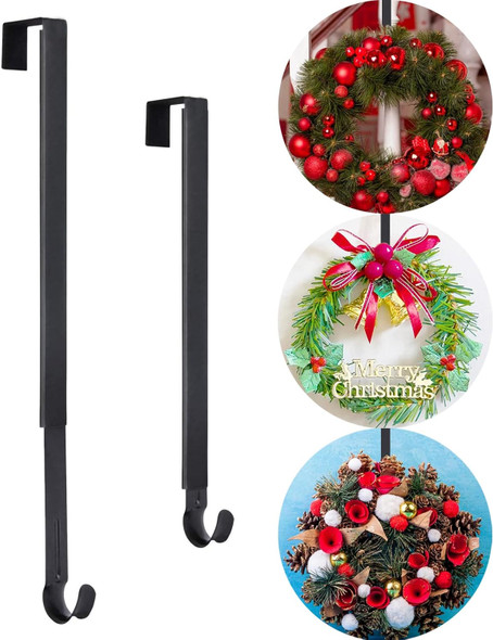 Christmas Wreath Hanger, Adjustable Wreath Hanger for Front Door 15"-25", 20lbs Metal Wreath Hanger Door Hanger Hook for Christmas Decorations