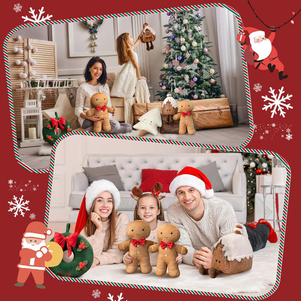 Cute Gingerbread House Pillows Plush Stuffed Christmas Pillows for Couch Bed Living Room Bedding Room,Chic Ginger House Decoration Pillows for Christmas Party Decor, House,12.5"