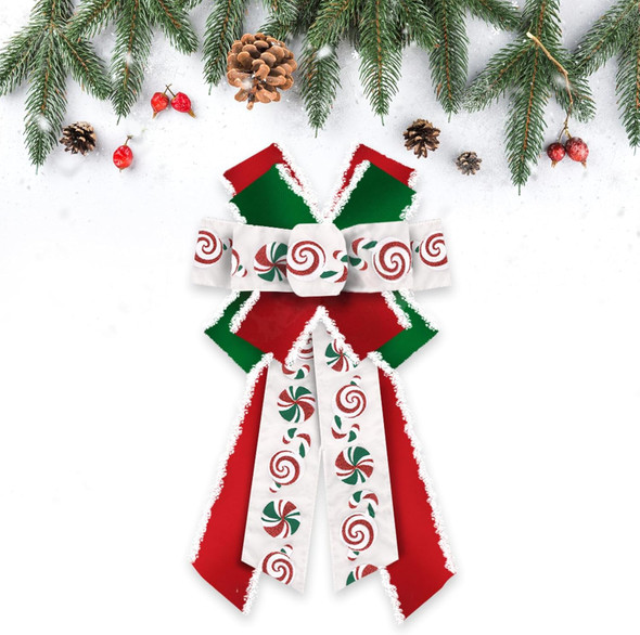 Large Christmas Bows for Wreath, Merry Christmas Wreath Bows Red Green Velvet Bow Winter Holiday Craft Ribbon Bow Xmas Candy Tree Bows for Front Door Christmas Year Decorations