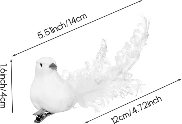 24pcs Artificial White Doves Decoration with Metal Clips, White Feathered Mini Birds Clip on Tree Ornaments for DIY Crafts Christmas Tree Ornaments, Wreaths, Wedding Decor
