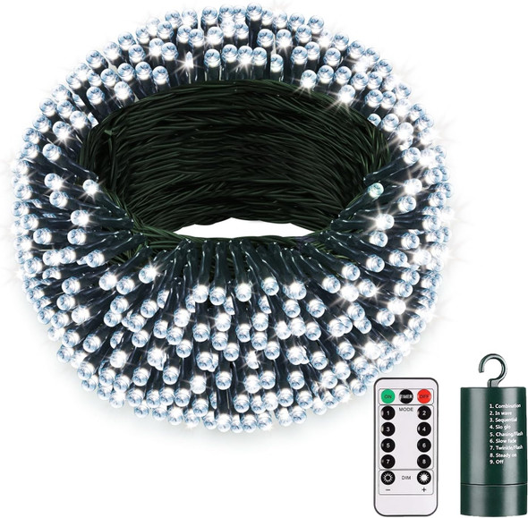 Battery Christmas Lights with Remote, 66ft 200LED Fairy Lights Battery Operated with Timer 8 Modes Waterproof for Outdoor Home Garden Party Holiday Xmas Christmas Trees Decoration (Cool White)