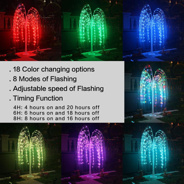 Fanshunlite 5FT Colorful 216 Led Lighted Willow Tree Christmas Decoration with 18 Color Changing Timer, String Fairy Light Artificial Tree for Indoor Outdoor Home Holiday Wedding Party Decor